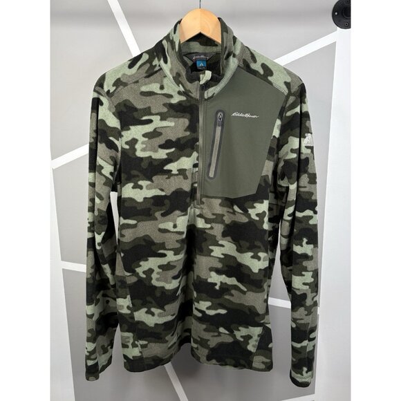 Eddie Bauer First Ascent Green Camo ¼ Zip Men’s Tall Medium Pullover Midlayer - Picture 1 of 13